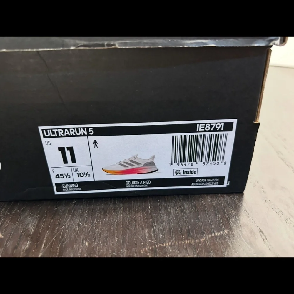 Adidas UltraRun 5 Running Shoes Sneakers White/Grey/Pink/Yellow Mens 11/Woman 12